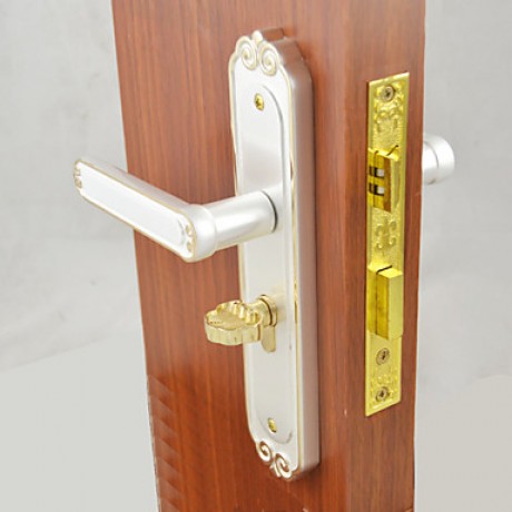 White&Gold Door Lock, Lever Lock, Leverset, Door Lever with 3 Keys  