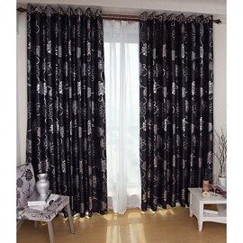 Two Panels European Fashion Silver Pressed Jacquard Window Large Flowers Curtains Drapes  