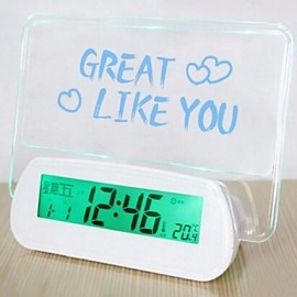 Creative Message Board Fluorescent Acoustic Speaking Alarm Clock  