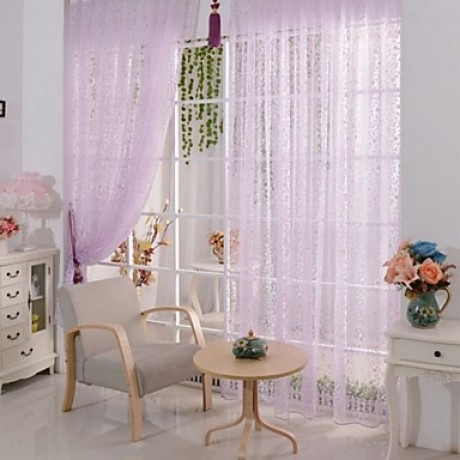 W100cm*L200cm,One Panel Rod pocket Multicolour Polyester Sheer Curtains Shades  