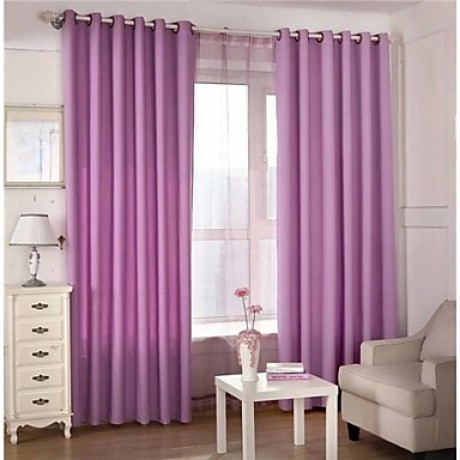 Two Panels Solid Living Room Cotton Blackout Curtains Drapes  