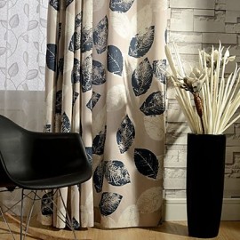 Two Panel Country Leaf Printed Cotton Energy Saving Curtains Drapes  