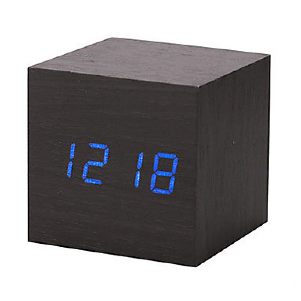 New Modern Wooden Wood Digital LED Desk Alarm Clock Thermometer Timer Calendar  