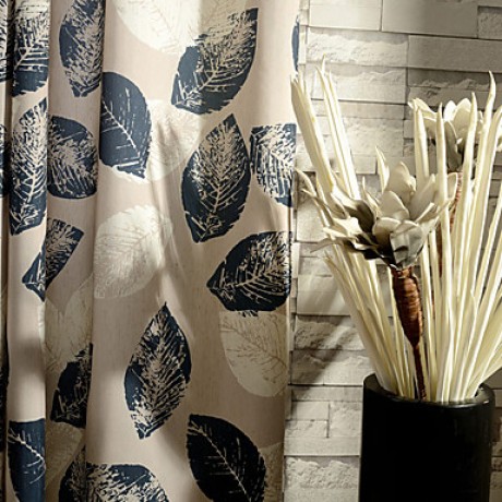 Two Panel Country Leaf Printed Cotton Energy Saving Curtains Drapes  