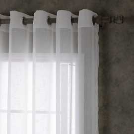 Two Panels White Solid Sheer Curtains Drapes   