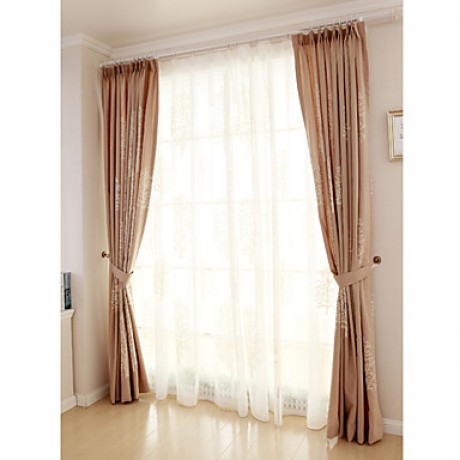 Two Panel Modern  Tree  Embroidered  Cotton Energy Saving Curtains Drapes  