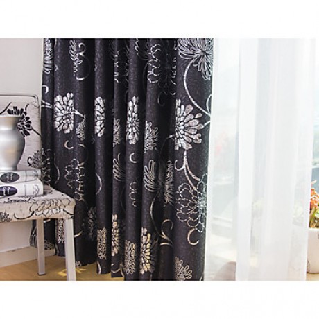 Two Panels European Fashion Silver Pressed Jacquard Window Large Flowers Curtains Drapes  