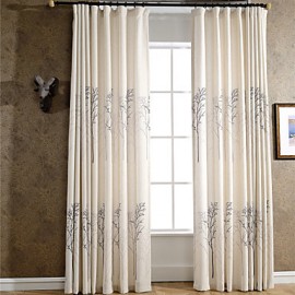 Linen Tree Printing Curtain Two Panel Curtains Drapes  