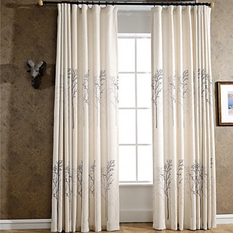 Linen Tree Printing Curtain Two Panel Curtains Drapes  