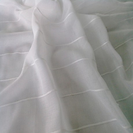 Two Panels White Stripe Polyester Sheer  