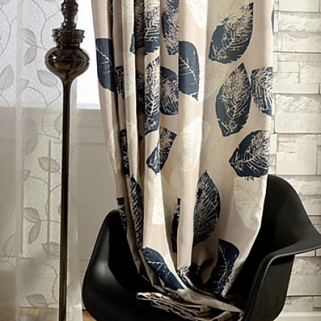 Two Panel Country Leaf Printed Cotton Energy Saving Curtains Drapes  