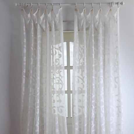 (Two Panels) Floral Elegant Embossed Sheer Curtain   