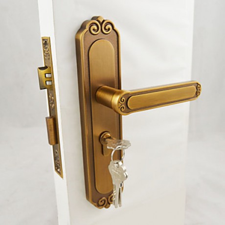 Yellow Bronze Door Lock, Lever Lock, Leverset, Door Lever with 3 Keys  