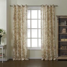 Two Panels  Country Summer Floral Energy Saving Lined Curtain   