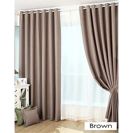 Country Curtains? Room Darkening Faux Linen Jacquard Solid Curtain Two Panels   