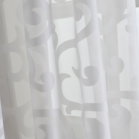 (Two Panels) Floral Elegant Embossed Sheer Curtain   